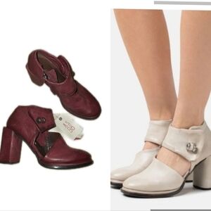 NWT AS 98 Block Chunky Heel Square toe Maroon Red Size 38